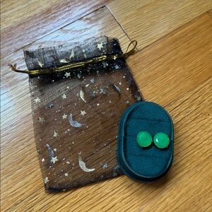 Stella & Dot - Cubic Zirconia Sterling Silver Green Earrings